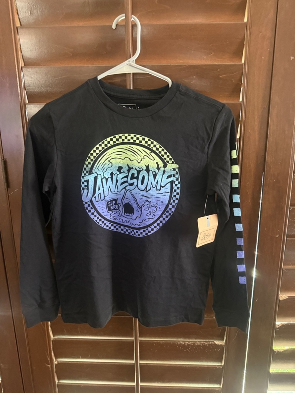 Kids Long Sleeve 'Jawesome' Graphic Tee - Black